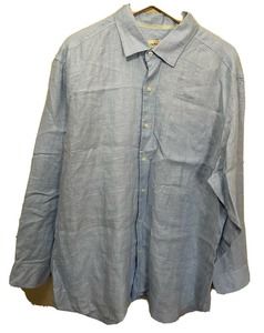 Tommy Bahama Shirt 100% Linen Windowpane Plaid Long Sleeve Woven Shirt Men's XL